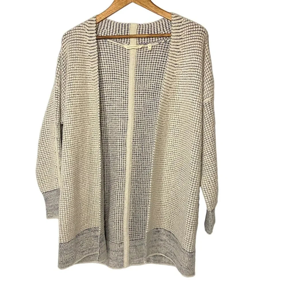 Soft Surroundings Womens Caressa Cardigan Sweater Open Front Gray Blue Size M - Picture 2 of 7